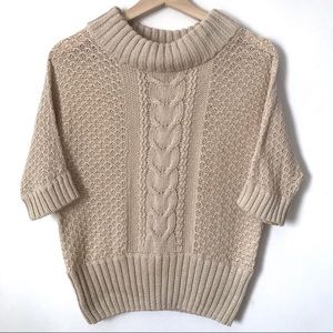 St. John Cream Mock Neck Knit Sweater Small